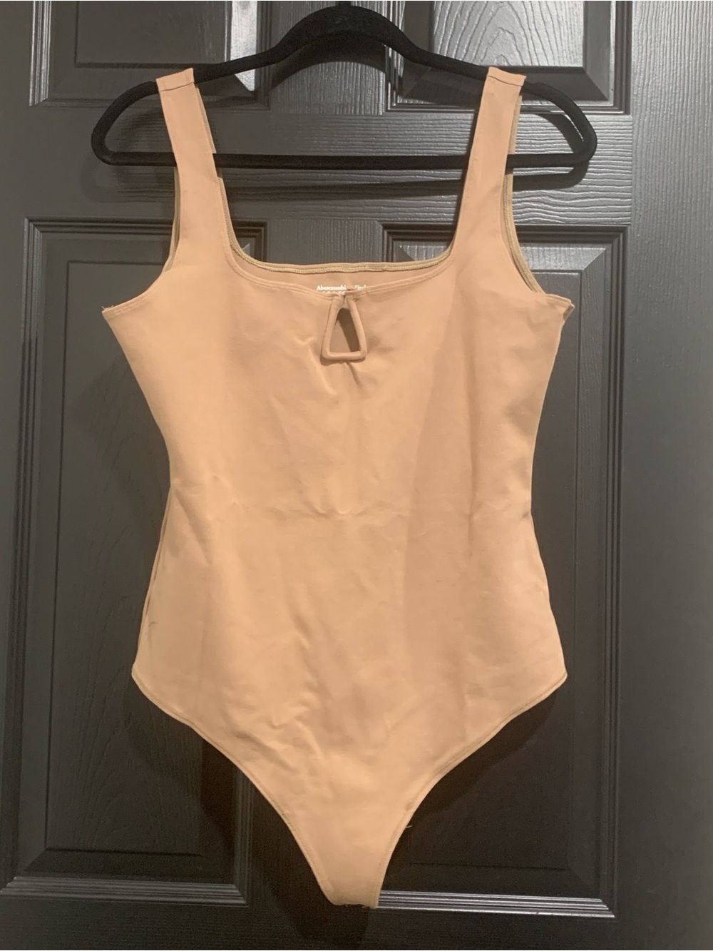 Abercrombie & Fitch | Tan Ponte Notch Neck Bodysuit with Keyhole | Sz L